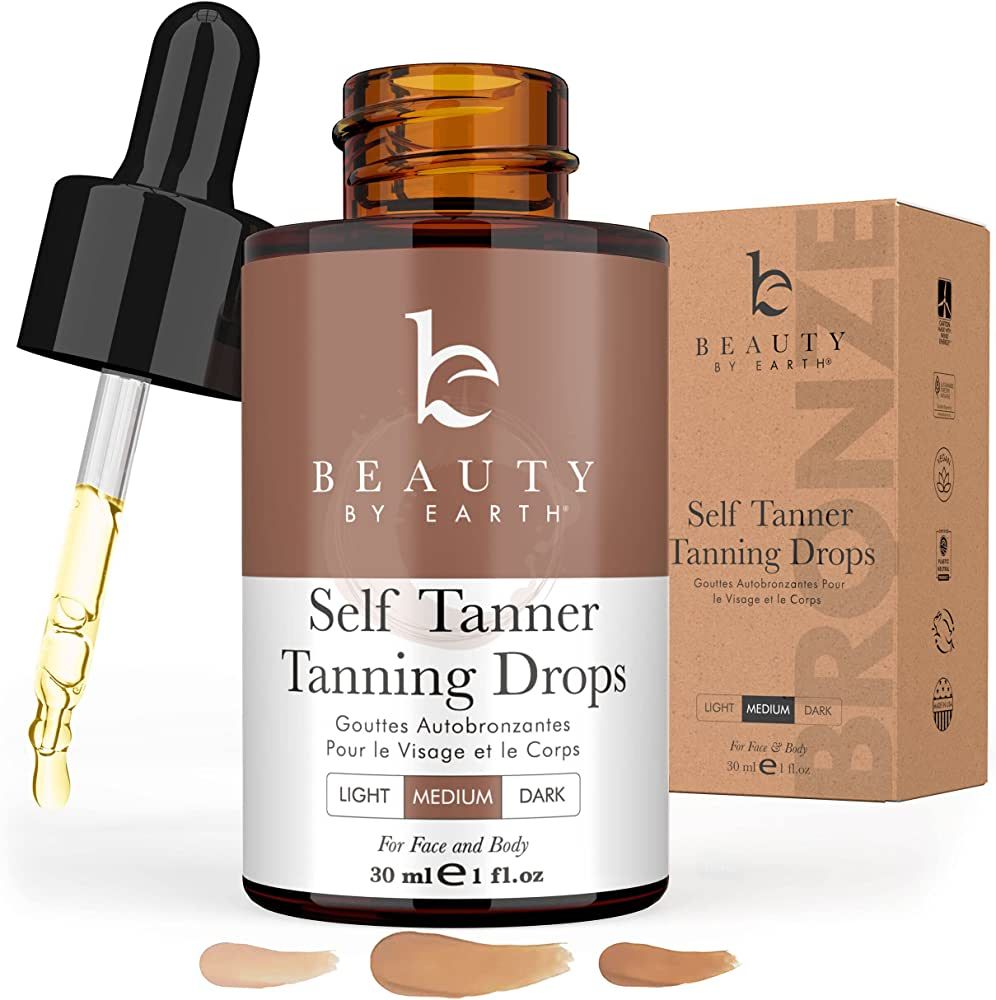 Self Tanning Drops - Face Self Tanner Drops Medium Color - Bronzer Drops - Self Tanner for Face -... | Amazon (US)