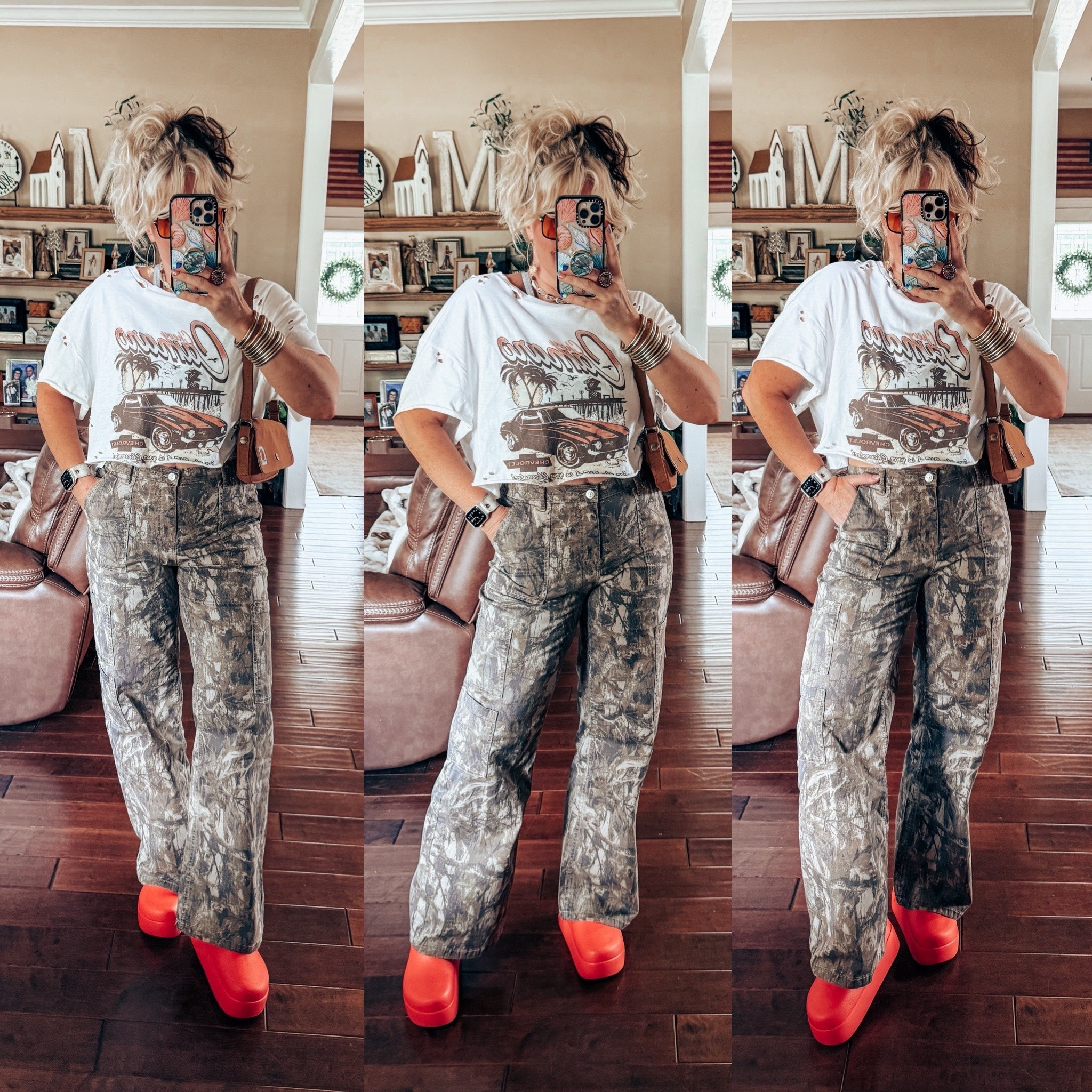 The $17 CUTEST CAMO PANTS 
I’m wearing a size M so they run true to size. I’m also 5’6 and I love the length. 
I distressed my tee. It’s a size L. 
My crocs I size down in because I’m in between sizes. 


#LTKOver40 #LTKStyleTip #LTKFindsUnder50