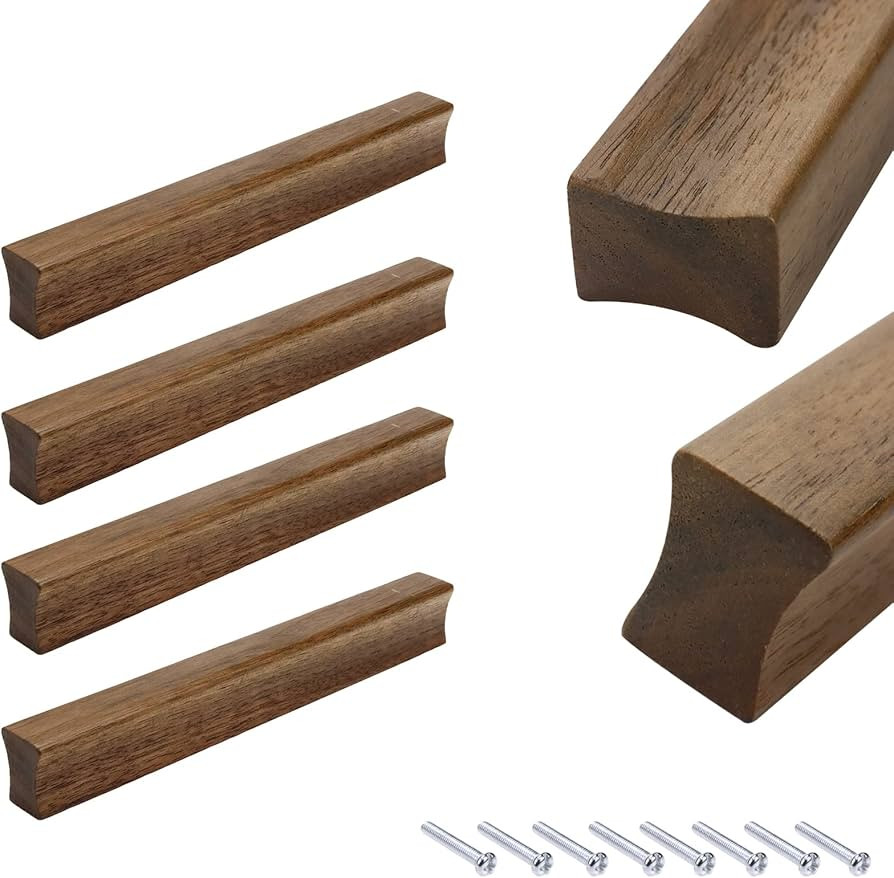 Drawer 7.08"/180mm Solid Pulls Walnut Kitchen Wardrobe Cabinet Hardware Pull Handle with Screw,4P... | Amazon (US)
