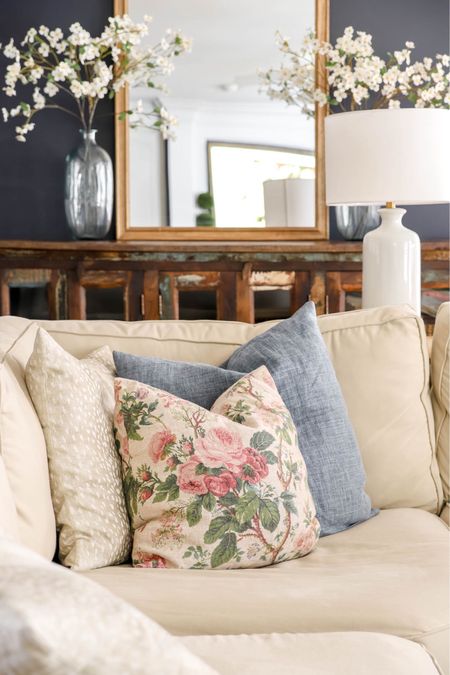 I love this floral pillow on my living room couch. It looks great with the beautiful dogwood branches.

#LTKHome