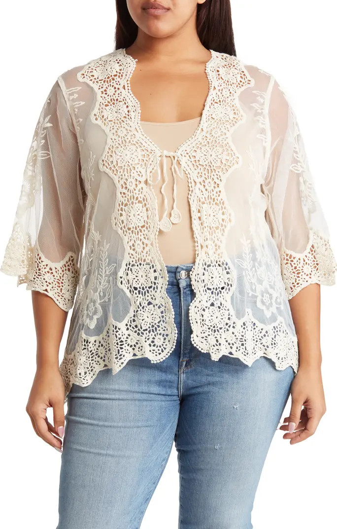 Tie Front Crochet Lace Trim Top | Nordstrom Rack