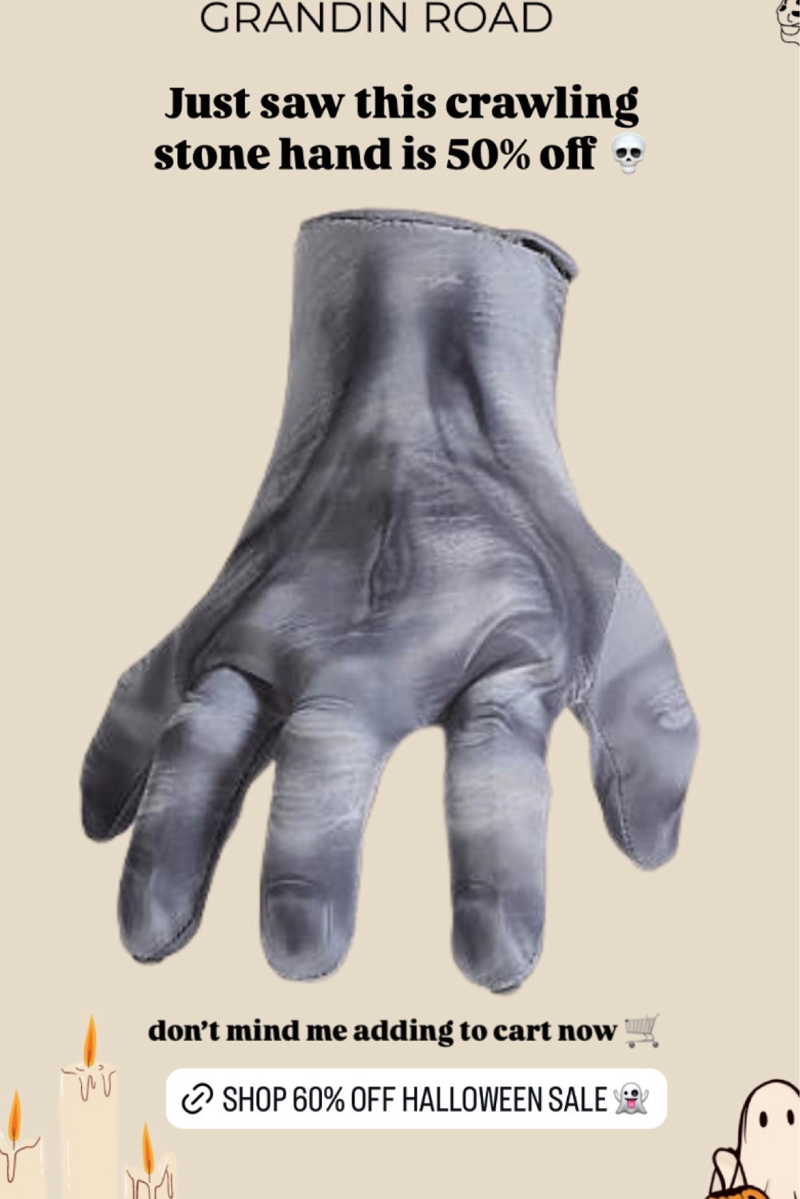 Last call for 60% off grandin road hallloween decorations! #grandinroad #movinghand #halloweendecorations #halloweendecorforlivingroom

#LTKSaleAlert #LTKHalloween #LTKHome