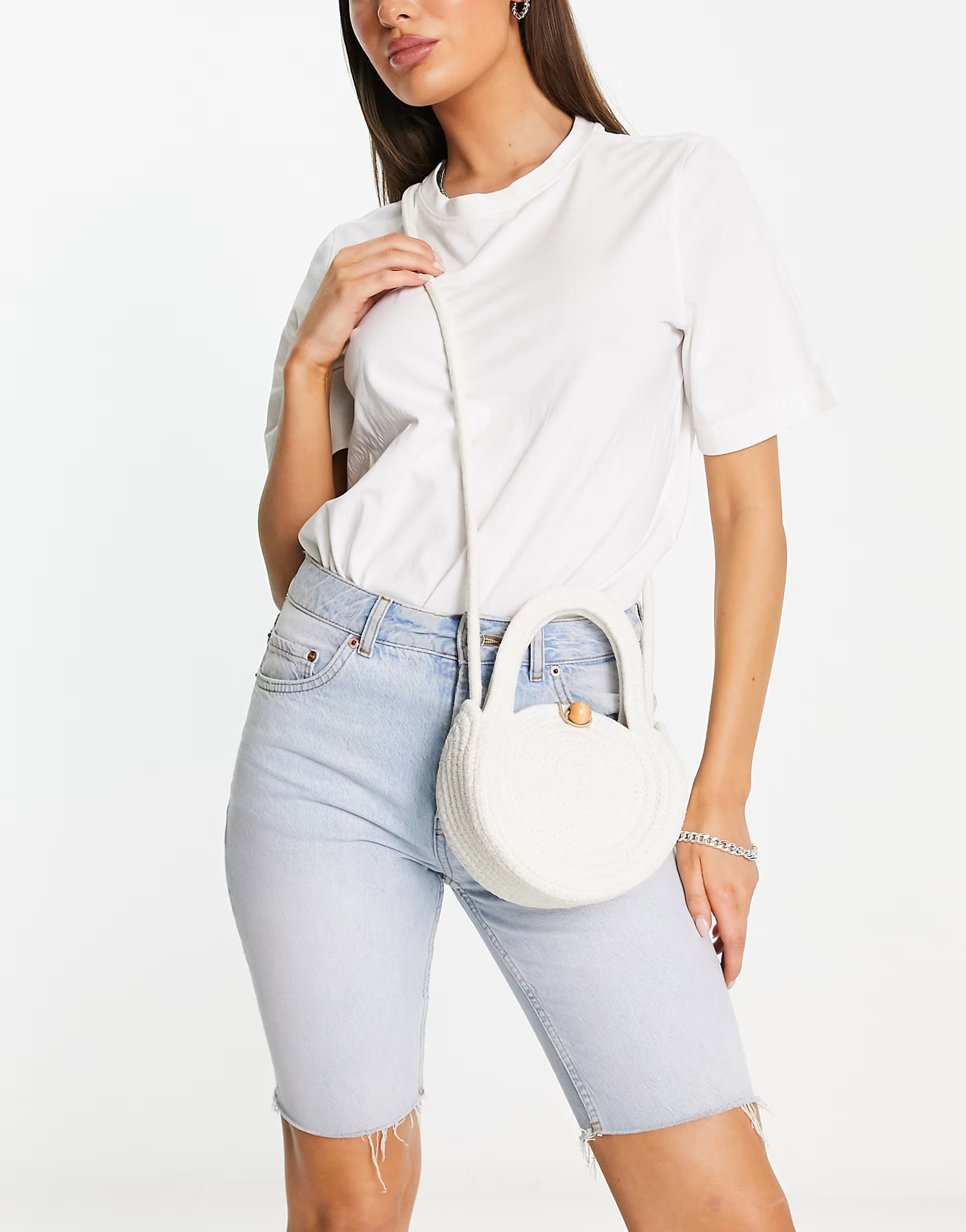 South Beach mini rope cross body summer bag in white | ASOS (Global)