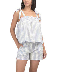 Cotton Seersucker Shoreline Top And Shorts Pajama Set | Family Pajamas | Marshalls | Marshalls