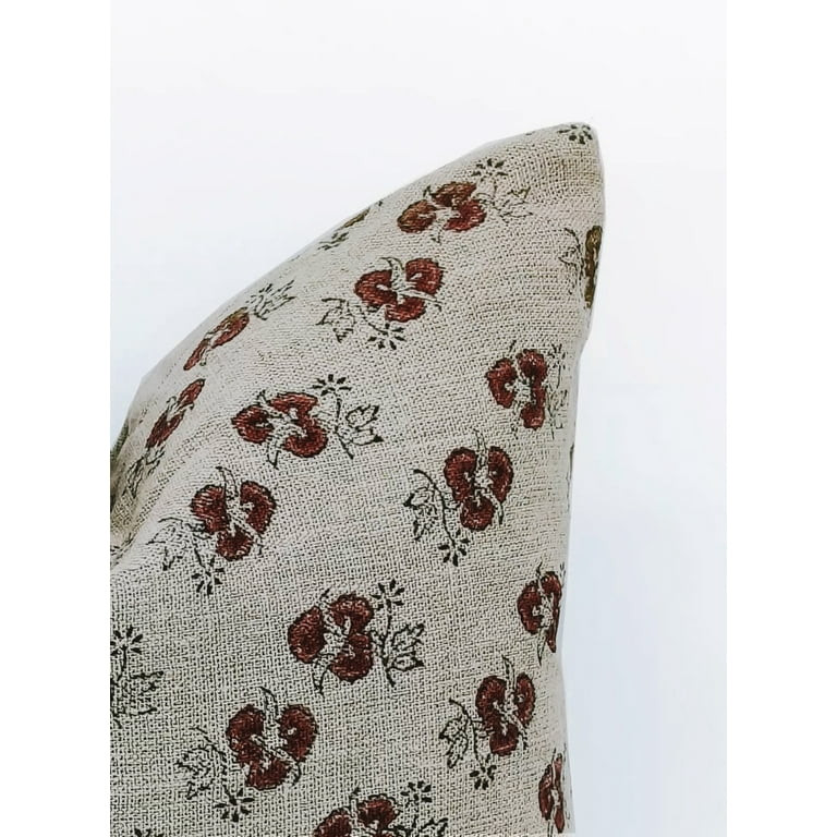 Fabdivine Thick Linen Hand Block Print Decorative Throw Pillow Cover , 14"X14", Rust | Walmart (US)