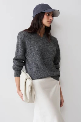 Mariam Shoulder Pad Knit Jumper / Charcoal | MESHKI | L | MESHKI US