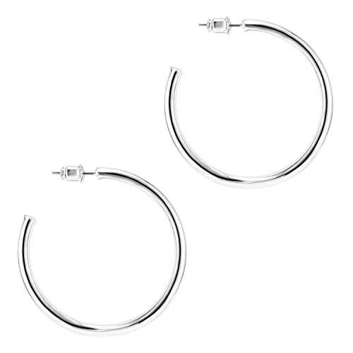 PAVOI 14K White Gold Hoop Earrings For Women - 2mm Thick 45mm Infinity Gold Hoops - Gold Plated Loop Earrings - Lightweight Hoop Set | Amazon (US)