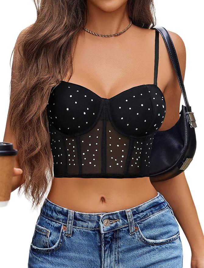 Avidlove Corset Tops For Women Push Up Bustier lingerie Y2K Sexy Going Out Party Club Top | Amazon (US)