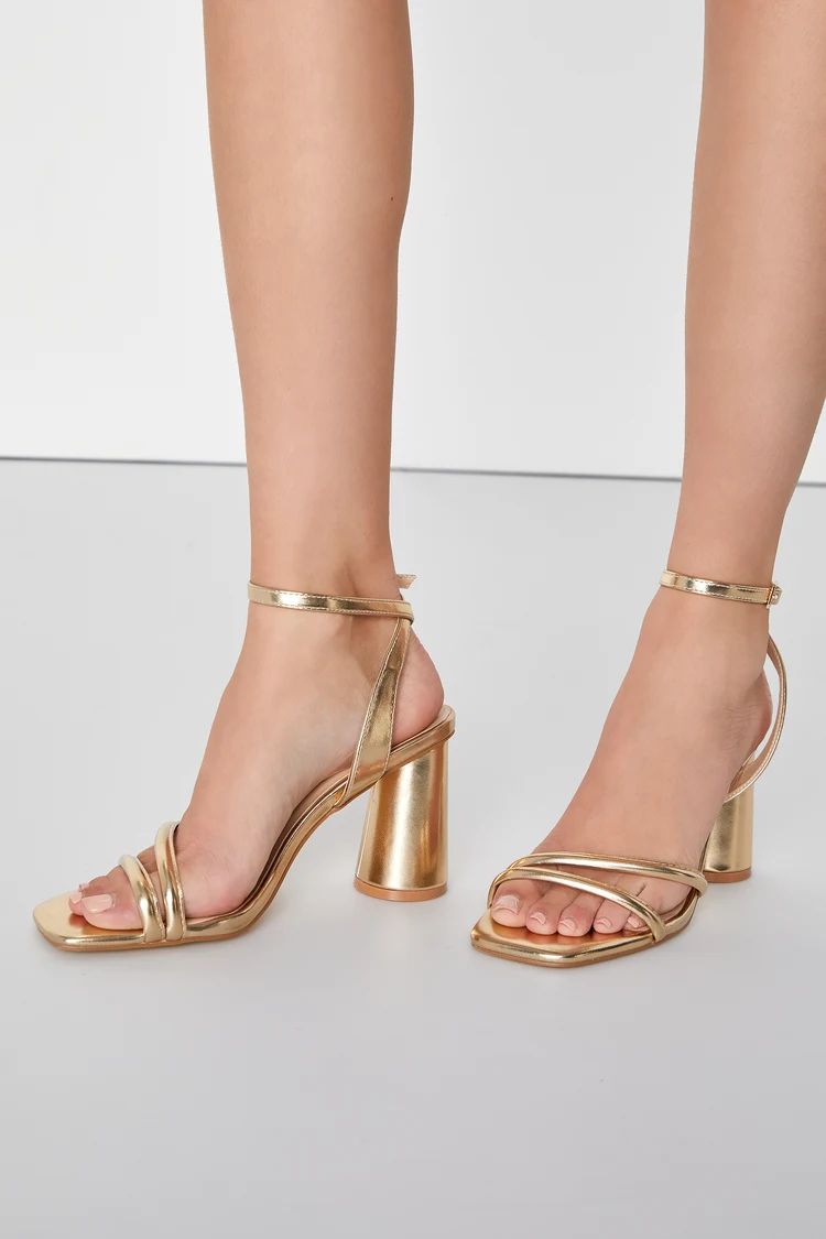 Anette Gold Ankle Strap Heels | Lulus (US)