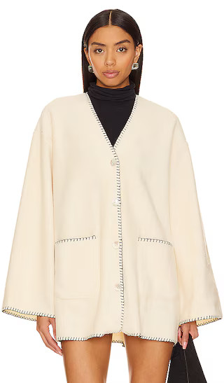Polar Fleece Stitch Jacket in Creme | Revolve Clothing (Global)