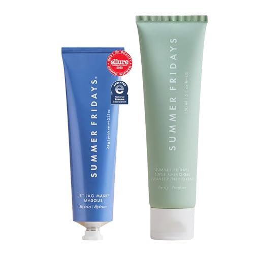 Summer Fridays - Jet Lag Mask, Hydrating, Nourishing Face Mask with Antioxidants (2.25 Oz - Full Size) + Super Amino Gel Cleanser - Vitamin E, Vegan - Gentle, Daily Face Wash - All Skin Types (5 Oz) | Amazon (US)