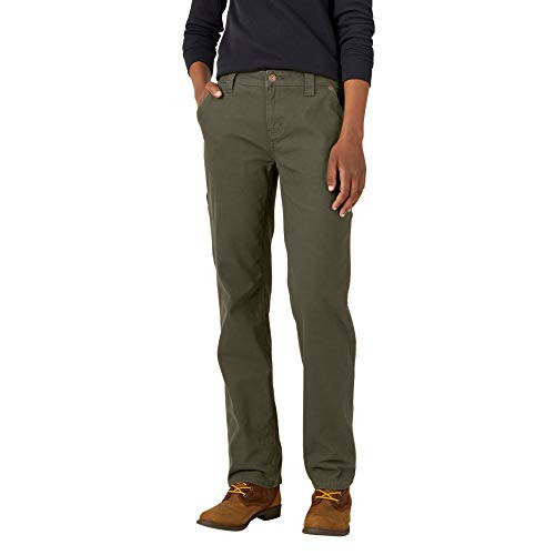 Dickies Women's Relaxed Straight Carpenter Duck Pant, Rinsed Moss Green, 4 | Amazon (US)