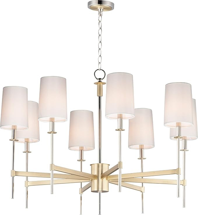 Maxim 32398OFSBRPN Uptown Fabric Shade Chandelier, 8-Light 480 Total Watts, 26"H x 36"W, Satin Br... | Amazon (US)