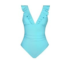 CUPSHE Women's V Neck One Piece Swimsuit Ruffled Lace Up Monokini | Amazon (US)
