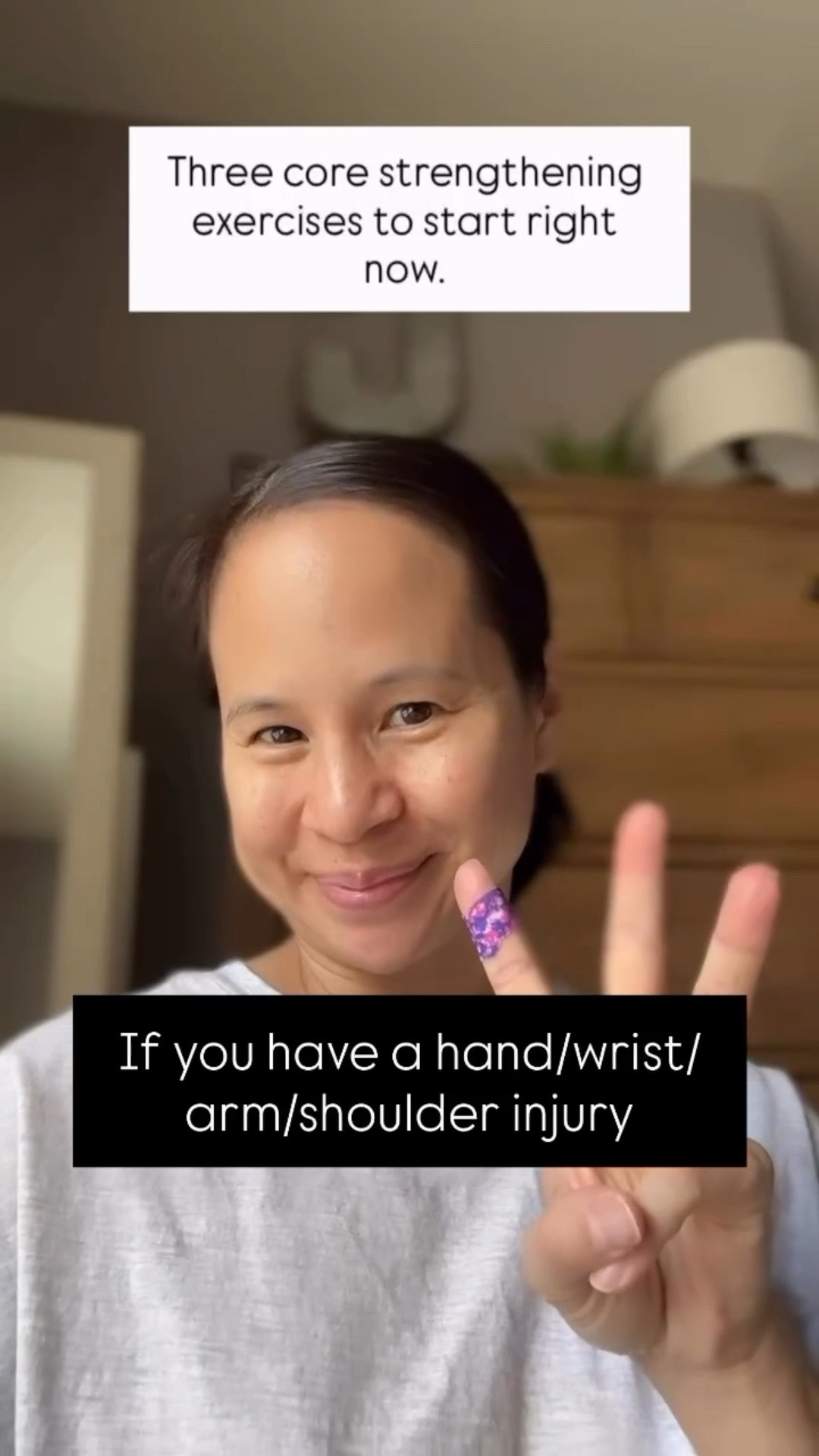 Start these now!!

✨ But before we continue, make sure to SAVE THIS for later to refer back to/FOLLOW us for more tips and decreasing your pain/SHARE with another!✨

We’ve been talking about the importance of core strengthening for keeping your hand, wrist, arm, (and shoulder) safe from injury! (See previous posts). 

So make sure to start with these! 

You can even do them if your pain is still high and uncontrolled.

The main thing is to make sure that if you do add weights to these exercises, make sure to not use weights that you have to grip!  That will put extra stress on your healing body parts!

Want to learn all the exercises you should be doing for your injury?! 

Then grab my guide!  Check my links in bio to learn more!

also go to my LTK page to check out the weights I recommend!  Link is also in bio!

Hi my name is Rose and I am an Orthopedic occupational therapist and certified hand therapist for the last 20 years.  I specialize in treating injuries of the hands to the shoulders.  My goal is to provide effective solutions for those ready to get their life back!!

#wristpain #dequervains #thumbpain #handpain #carpaltunnel shoulderpain lateralepicondylitis  triggerfinger cubitaltunnelsyndrome cubitaltunnelsyndrome handpainrelief wristpainrelief