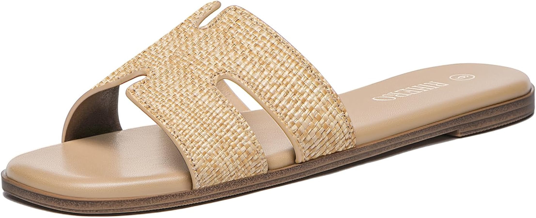 Rihero Flat Sandals Women Dressy Comfortable Slip On Leather Slide Sandals | Amazon (US)