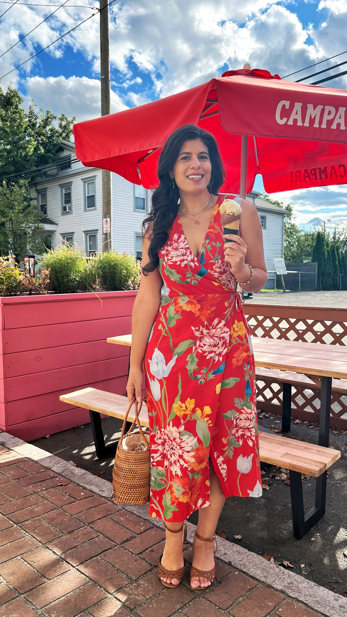 Nothing like a little summer treat, handmade gelato from Gioia!

This fun floral Alice & Olivia dress is linked in lots of sizes from secondhand sites!
