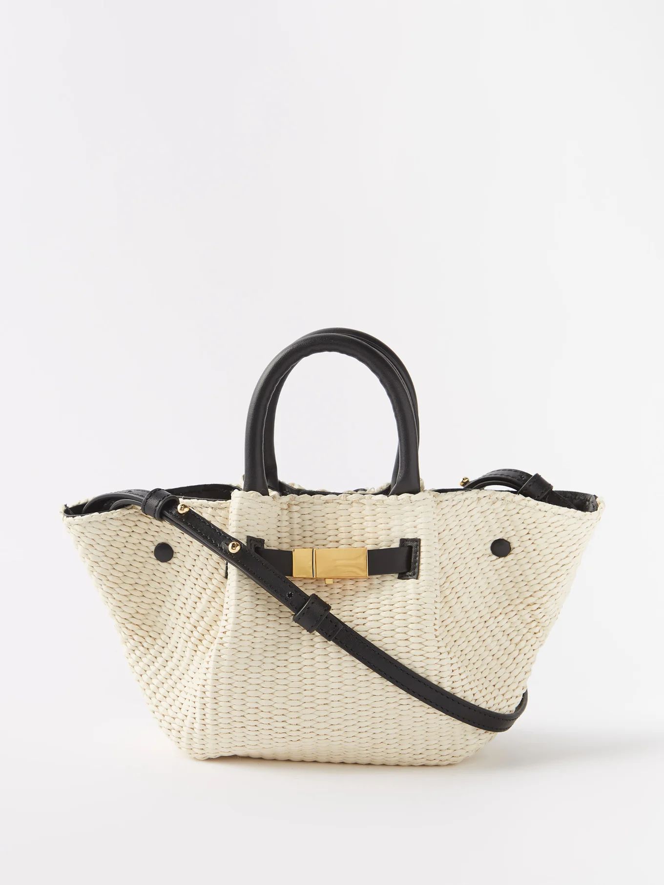 New York faux-raffia and leather cross-body bag | Demellier | Matches (UK)