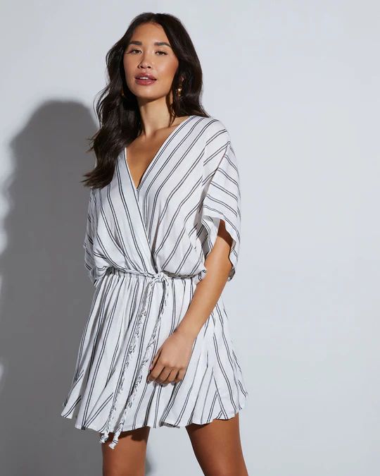 Rory Striped Tie Waist Mini Dress | VICI Collection