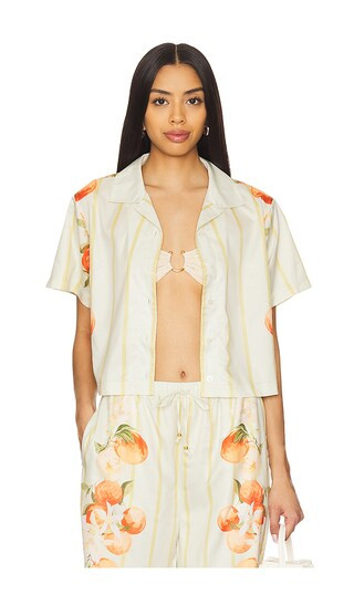 Ruby Short Sleeve Boxy Shirt in Placement Italian Oranges | Revolve Clothing (Global)