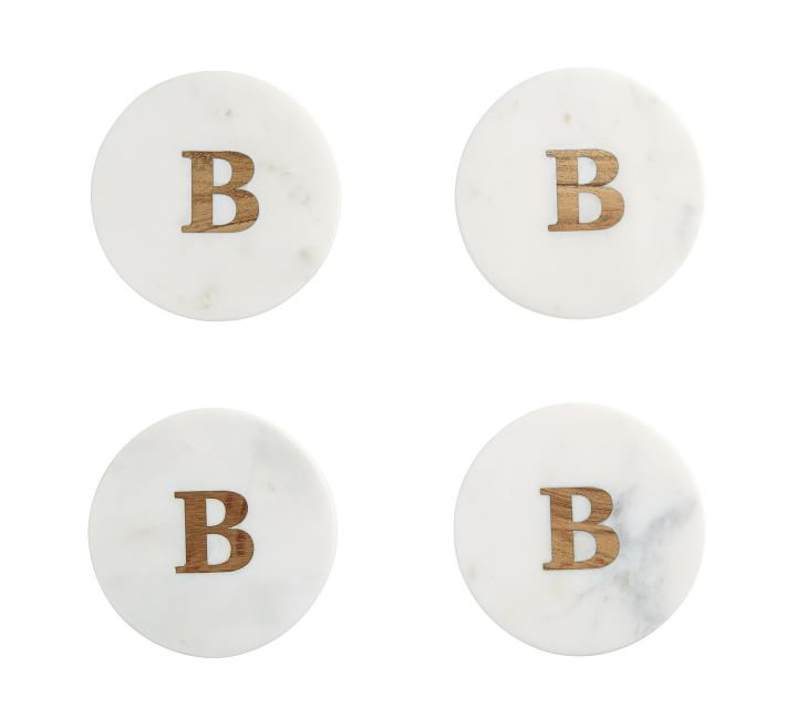 Handmade Alphabet Marble & Wood Coasters - Set of 4 | Pottery Barn (US)