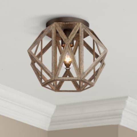 Possini Euro Moorcroft 12 1/4" Wide Wood Ceiling Light | LampsPlus.com