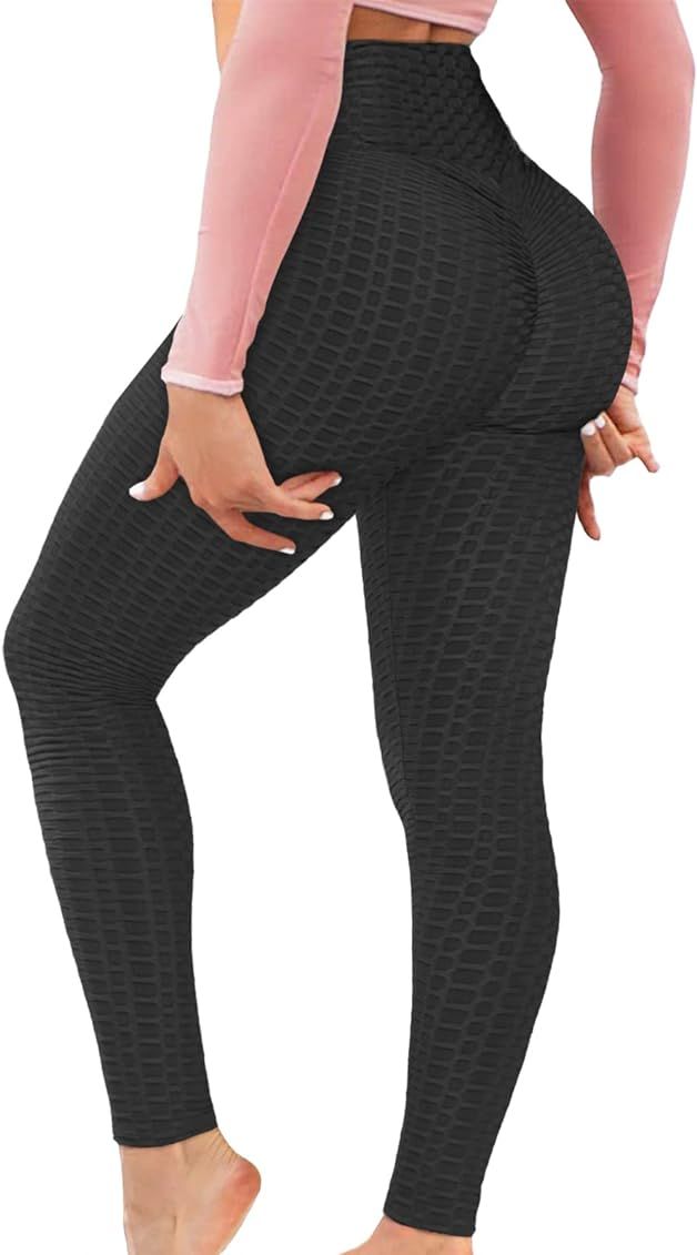 AIMILIA Butt Lifting Anti Cellulite Leggings for Women High Waisted Yoga Pants Workout Tummy Control | Amazon (US)
