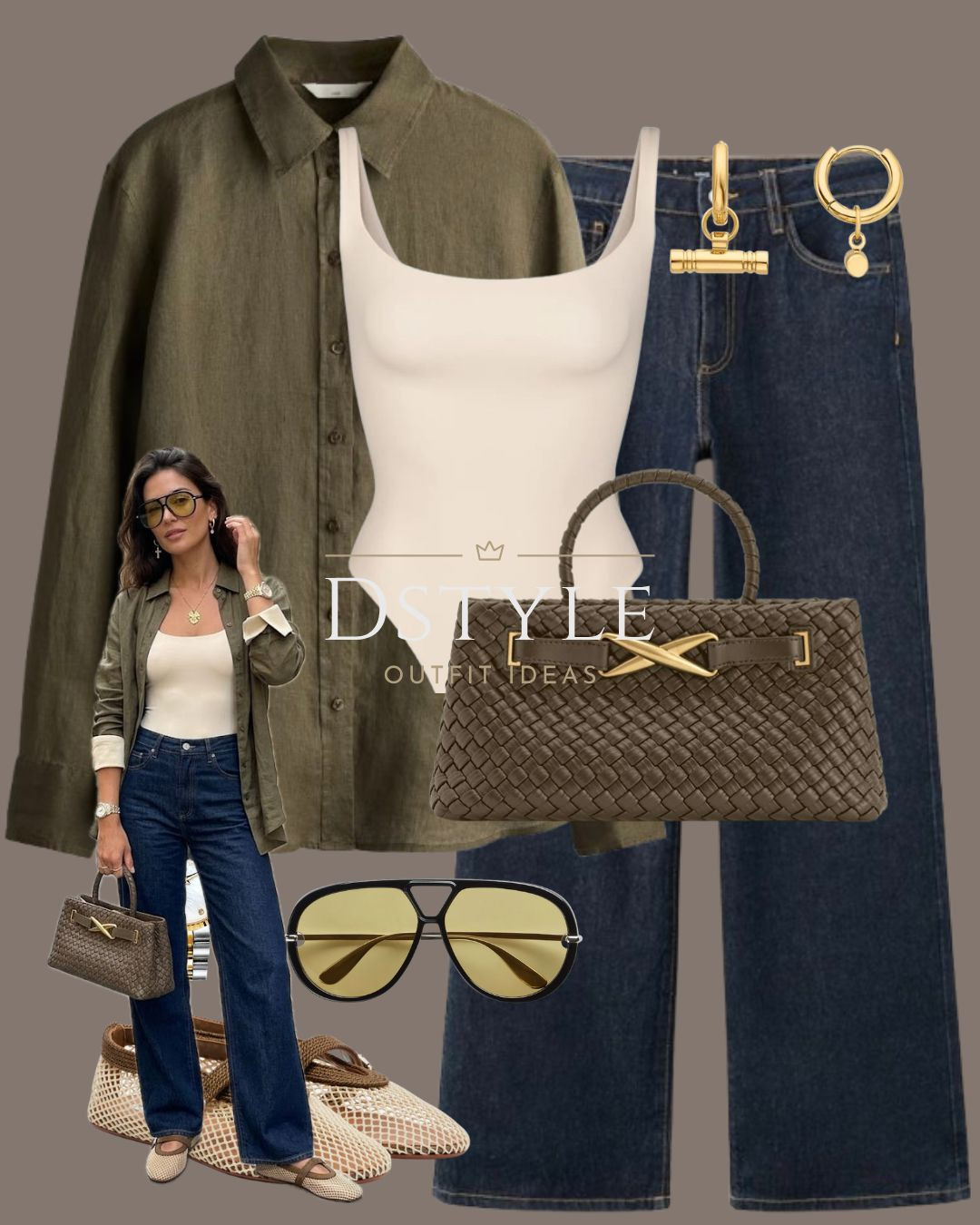 Linen season is officially here. 🧺 Layering a khaki green button-down over a sleek bodysuit for that cool-girl aesthetic. These mesh Mary Janes are a must-have!

Linen shirt, white bodysuit, dark wash jeans, mesh Mary Janes, effortless style, casual chic.

#LTKootd #LTKOver40 #LTKWorkwear