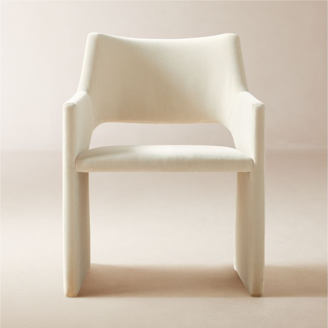 Foley Snow White Performance Velvet Dining Armchair | CB2