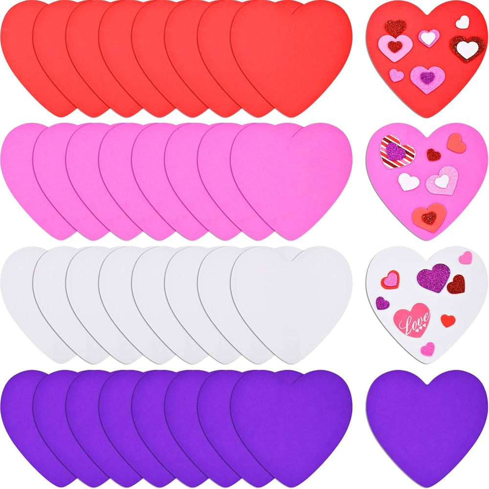 32 Pieces Valentines Day Foam Hearts Valentine Craft Foam Hearts Shape for Valentines Day DIY Cra... | Amazon (US)
