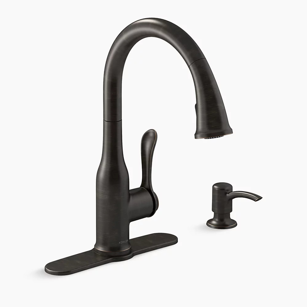 Pull-down kitchen sink faucet with two-function sprayhead | Kohler