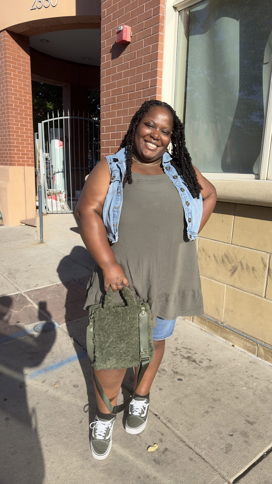 Green is my thing 💚 Casual for the Summertime. Denim vest fits true to size. Shorts are comfy and stretchy. And this Furry soft bag is an added bonus.

#LTKitbag #LTKplussize #LTKstyletip