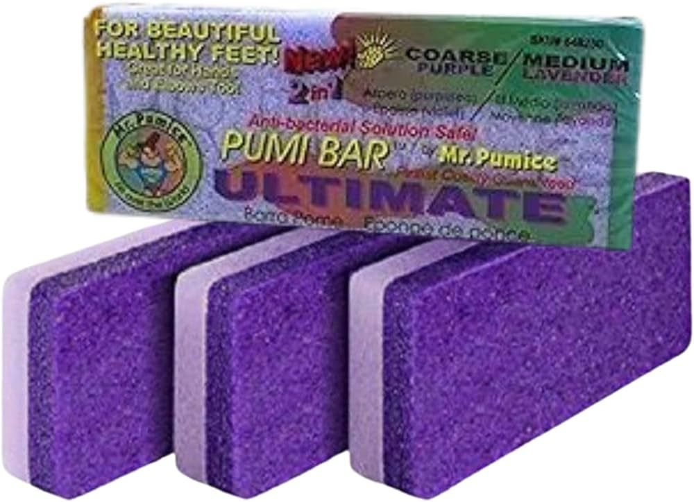 Mr. Pumice Ultimate PUMI Bar 2-in-1 Dual Grit (Medium + Coarse) Callus Remover, Pedicure Stone & ... | Amazon (US)
