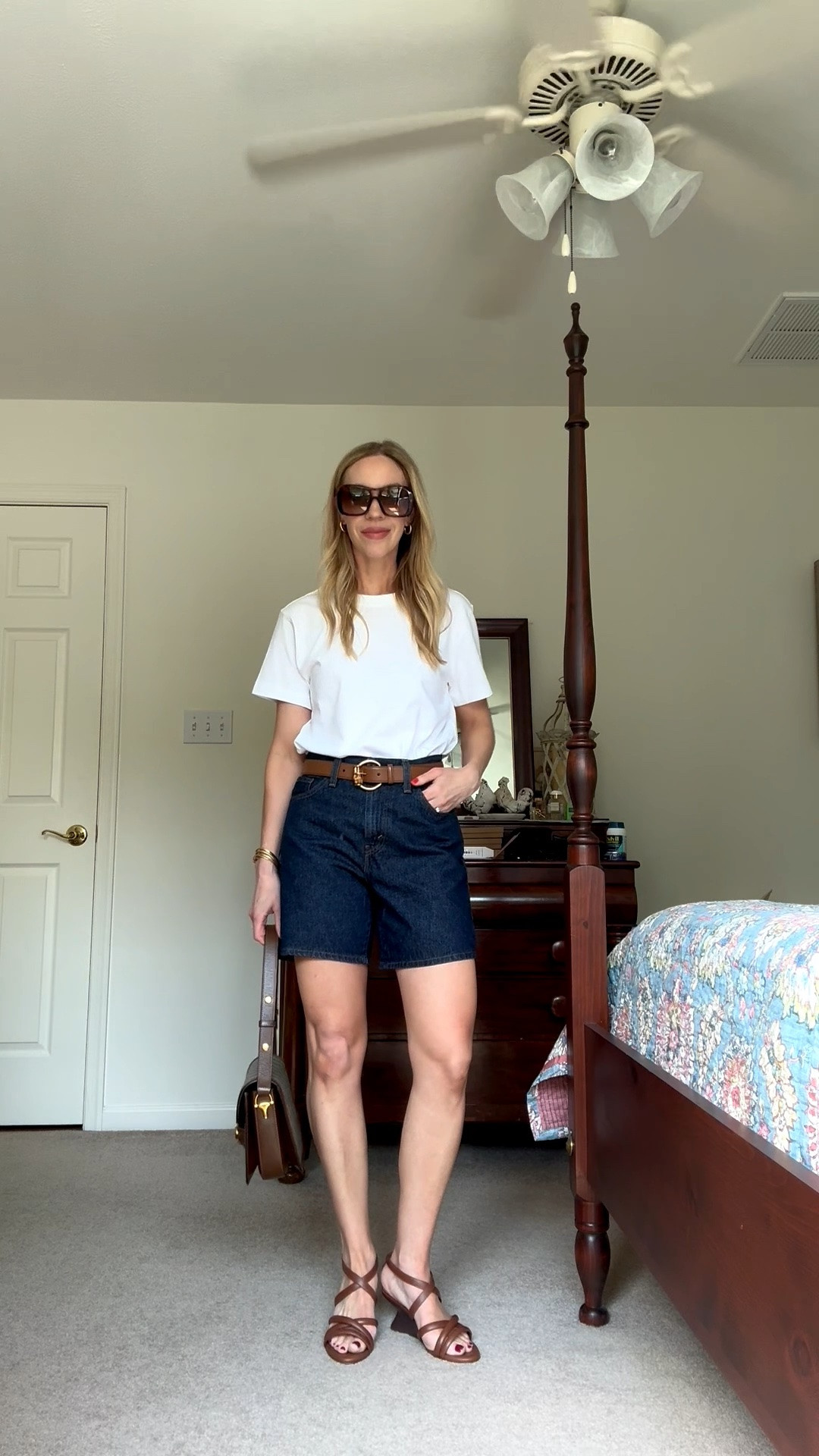 White tee, dark denim shorts, @levi high rise baggy shorts, wedge sandals, classic summer style

#LTKSeasonal #LTKOver40 #LTKSaleAlert