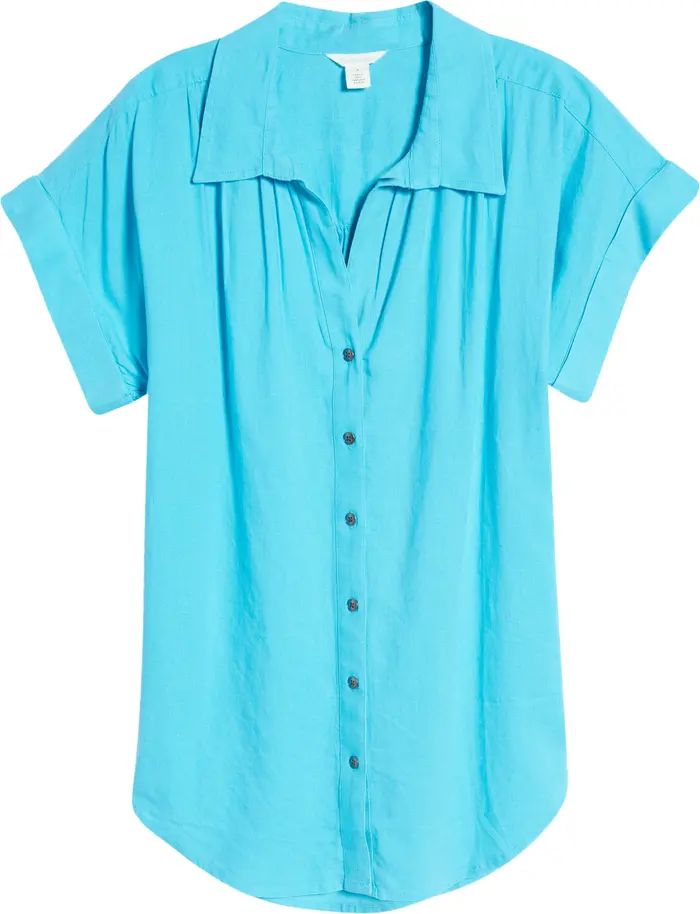 Linen Blend Camp Shirt | Nordstrom