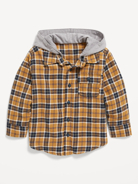 Hooded Soft-Brushed Flannel Shirt for Toddler Boys | Old Navy (US)