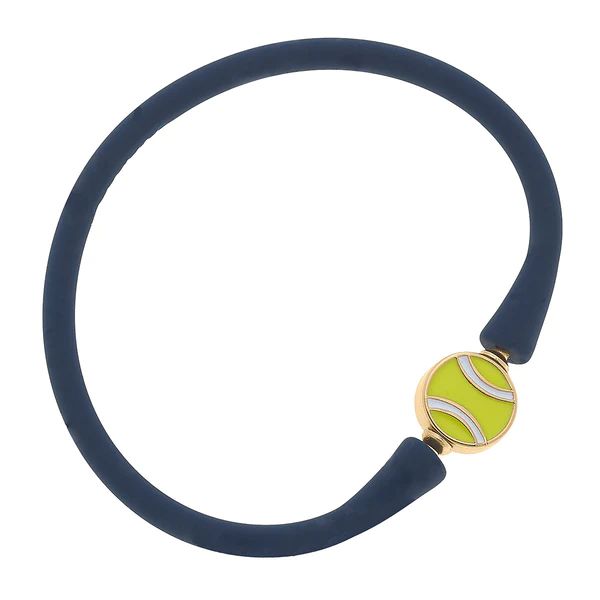 Bali Tennis Ball Bead Silicone Bracelet in Navy | CANVAS