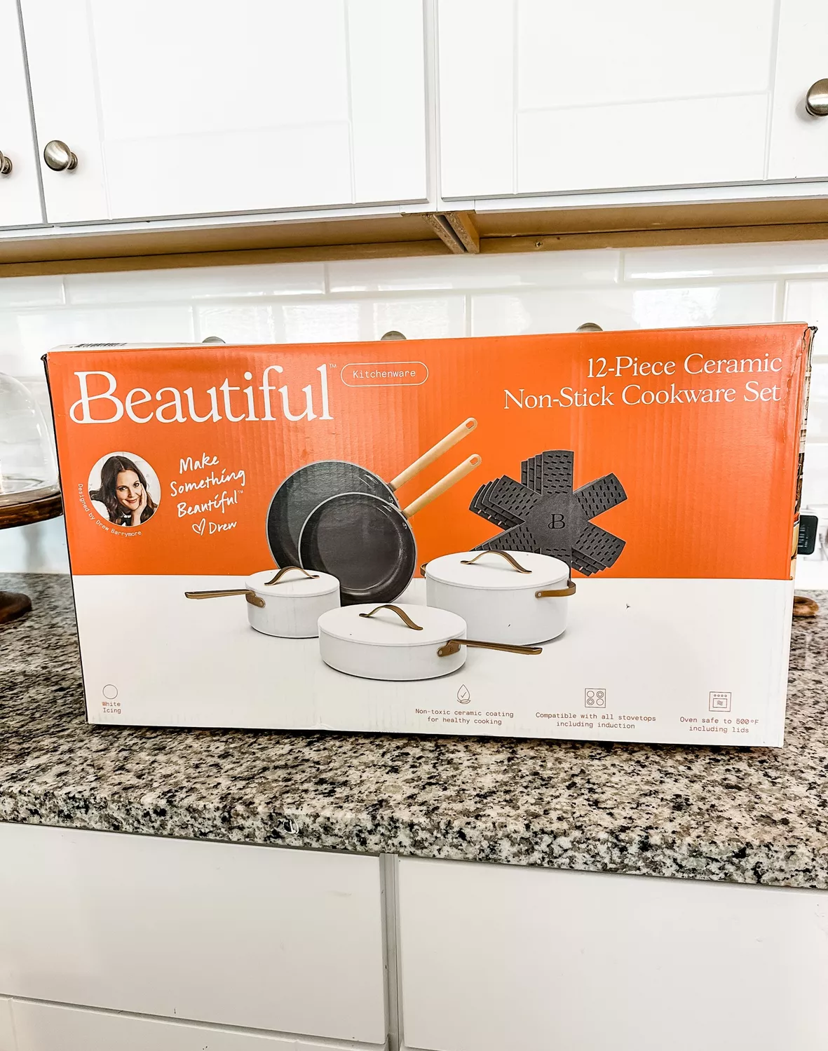 Beautiful 12pc Ceramic Non-Stick Cookware Set, Black Sesame