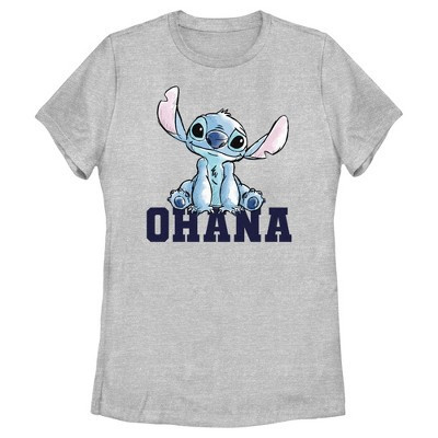 Women's Lilo & Stitch Watercolor Ohana  T-Shirt - Athletic Heather - 2X Large | Target