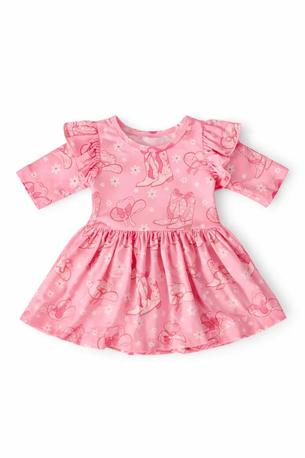 Howdy 3/4 Sleeve Flutter Twirl Bodysuit | Mila & Rose