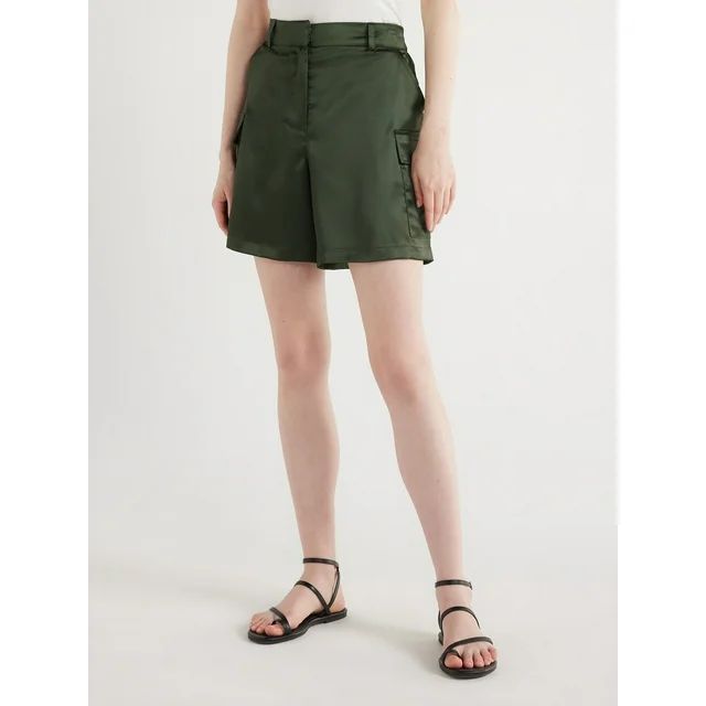 Scoop Women’s Satin Cargo Shorts, Sizes XS-XXL | Walmart (US)