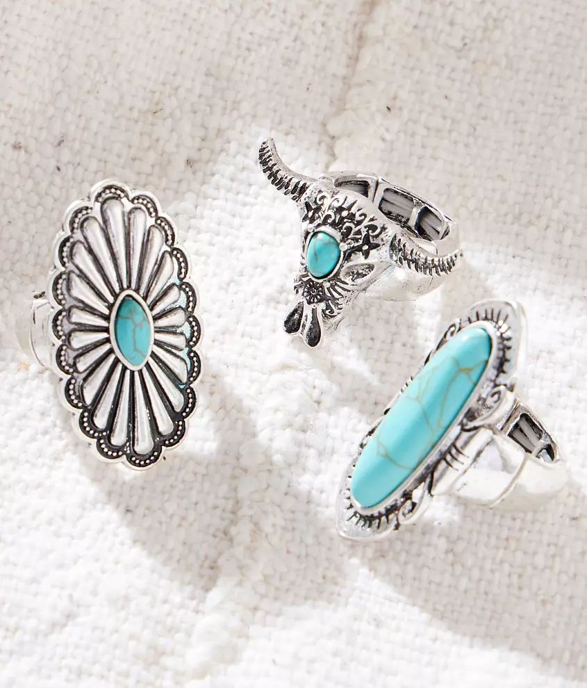 Sterling & Stitch 3 Pack Western Turquoise Ring Set | Buckle