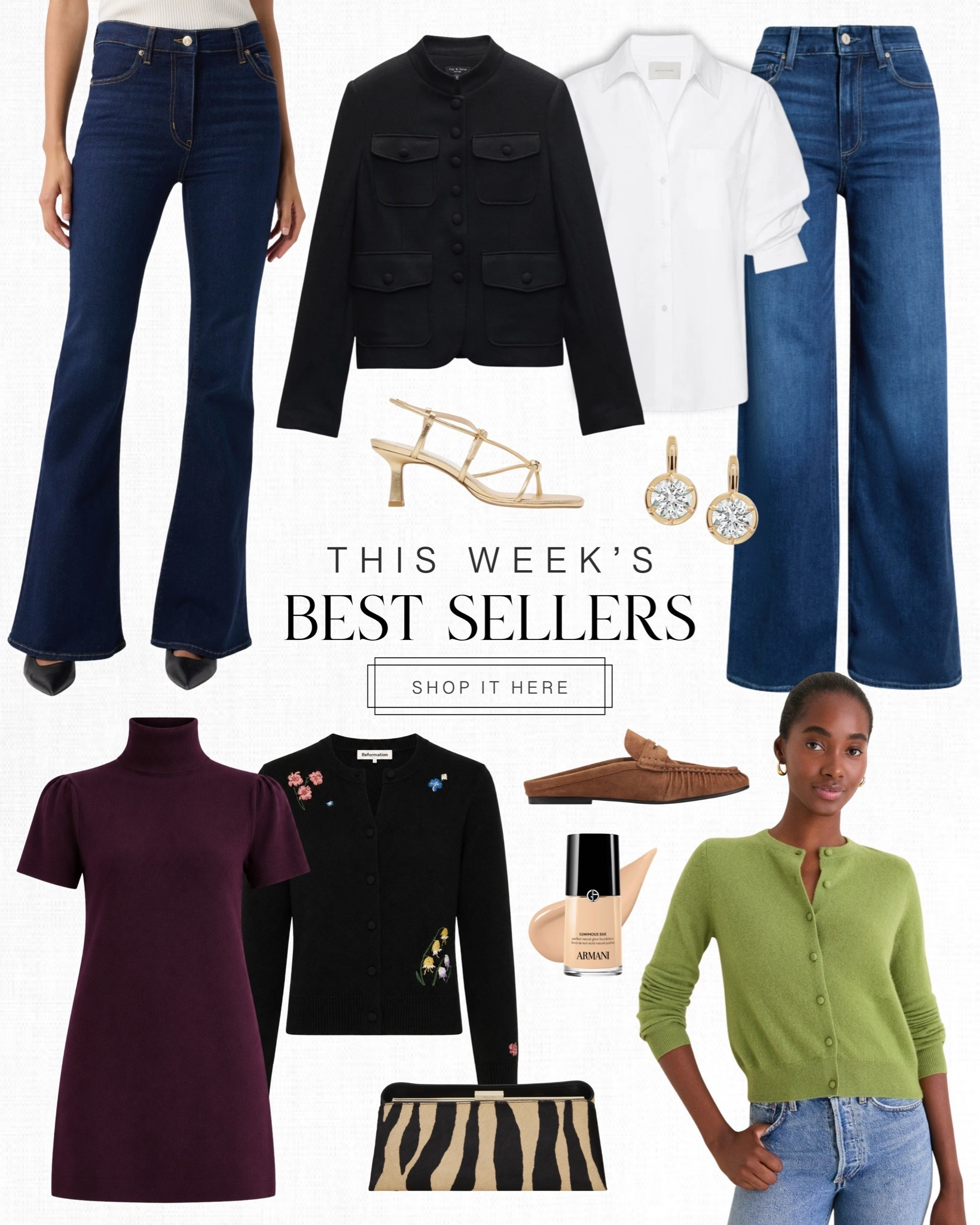 Top 10 Best Sellers: Dark wash denim always looks so great this time of year and I’m loving this new pair from Frame. I especially love that they come in petite sizes here! The Rag & Bone Mercer jacket is one of my highest recommendations - it’s not too thick and feels so elevated. My daughter, Em told me about the brand Verafied and I’m obsessing over this zebra print clutch after seeing someone wear it in NYC. These Dolce Vita sandals are some of my most worn heels especially for events - they’re so comfortable and currently on sale!

#LTKootd #LTKSaleAlert #LTKPetite