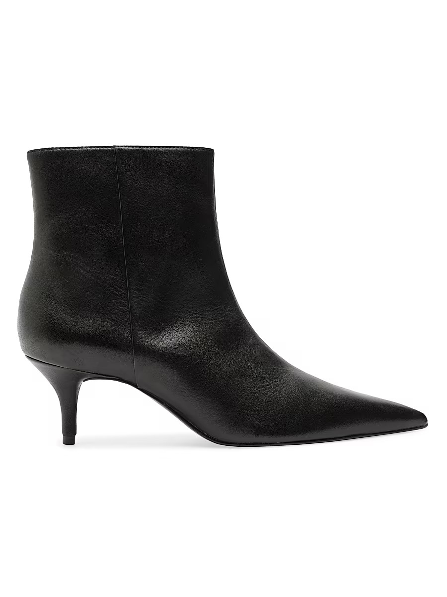 Women's Mikki Mid 65MM Leather Stiletto Booties - Black - Size 10 | Saks Fifth Avenue
