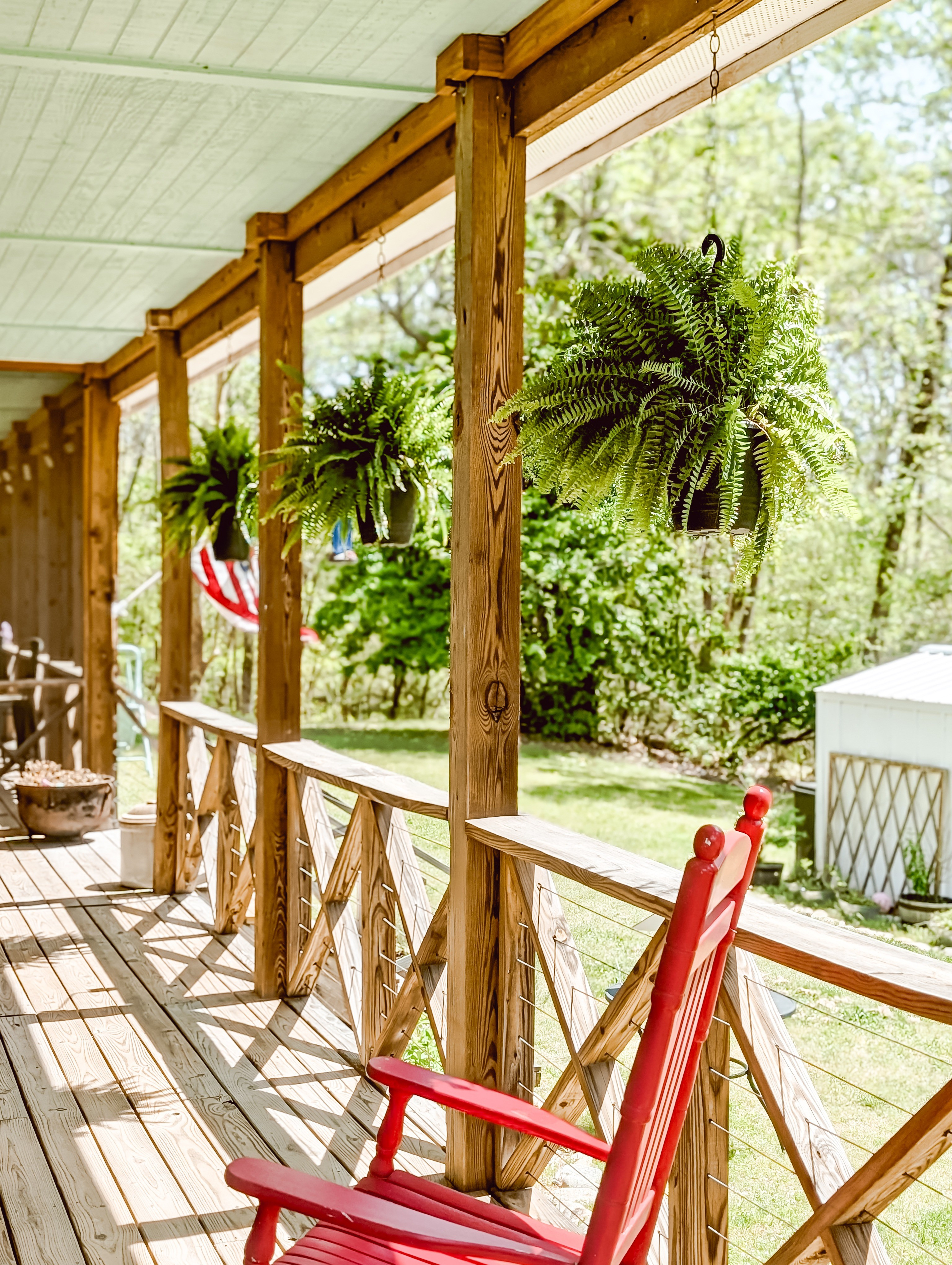 Our new porch ferns are hung up and they make our farmhouse front porch feel so fresh for spring and summer! AND they were only $9.97 😳 I don't think I've ever gotten such a good deal on my hanging ferns! Grab em while they're on sale!!

#LTKHome #LTKSeasonal
