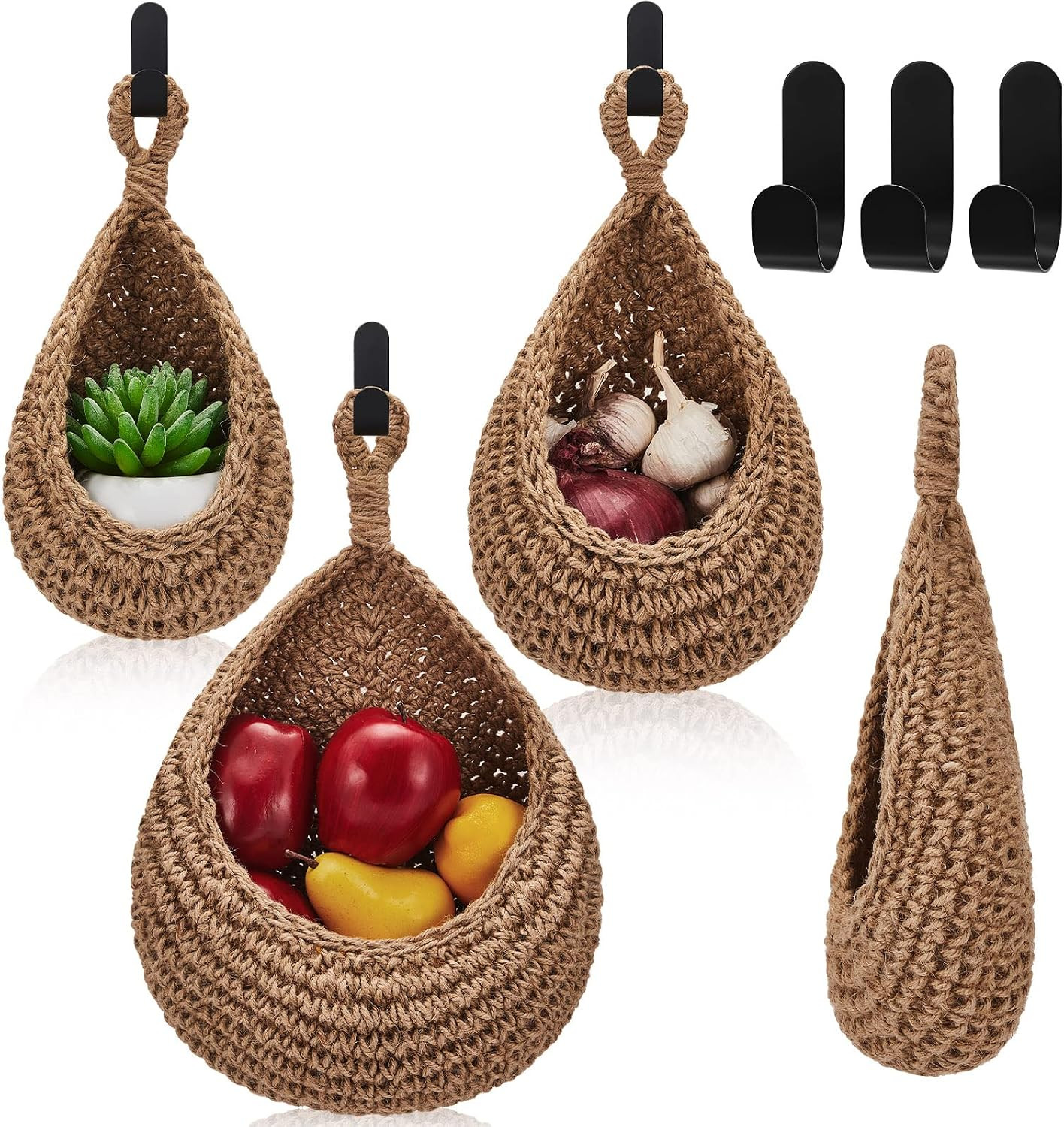 Honeydak 3 Hanging Baskets, Linen Brown, Classic Teardrop | Amazon (US)
