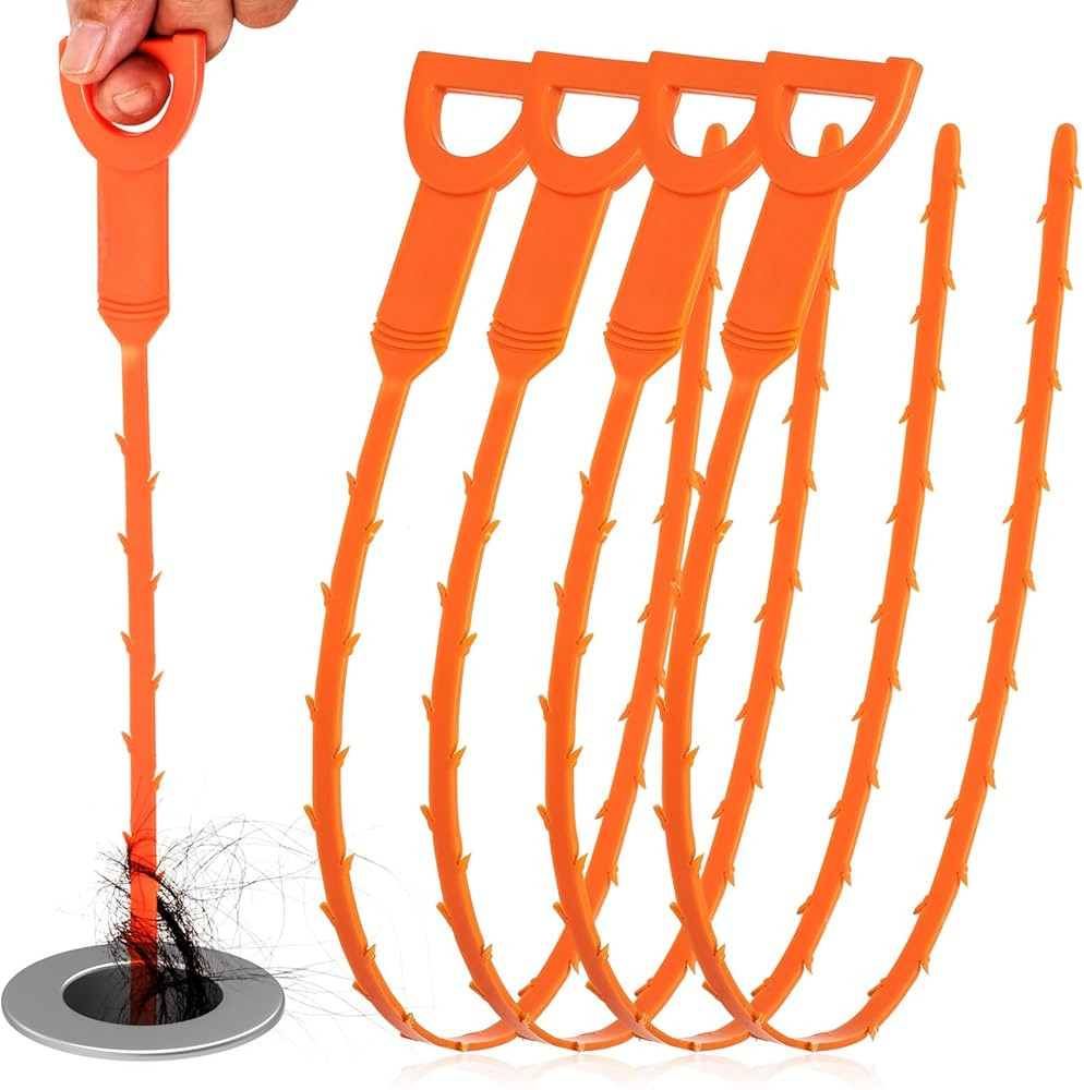 Drain Snake Clog Remover - 4 Pack 20 Inch Flexible Hair Drain Removal Tool for Sink, Shower, Tub ... | Amazon (US)