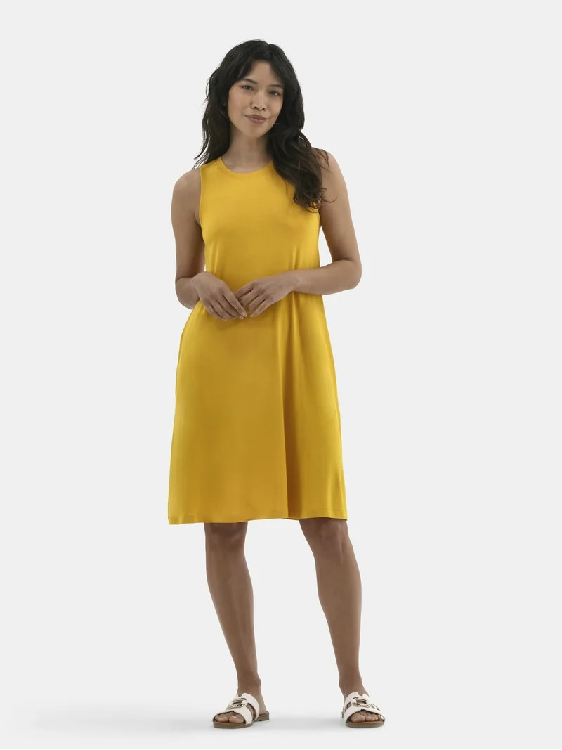 Time and Tru Women's Sleeveless Knit Swing Dress, Sizes XS-XXXL | Walmart (US)