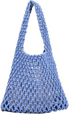 Women Clutch Handbag Tote Cotton Crochet Bucket Top-handle Drawstring Summer Beach Woven Fishing ... | Amazon (US)