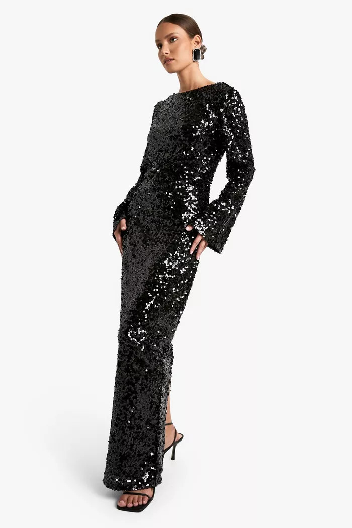 Sequin Scoop Back Maxi Dress | boohoo (US & Canada)